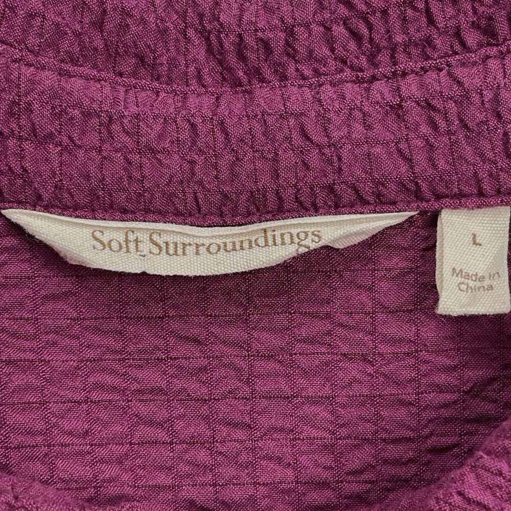 Soft Surroundings Marianna Tunic Top Sz Large Textured Stretch Button Front Plum - Picture 8 of 12
